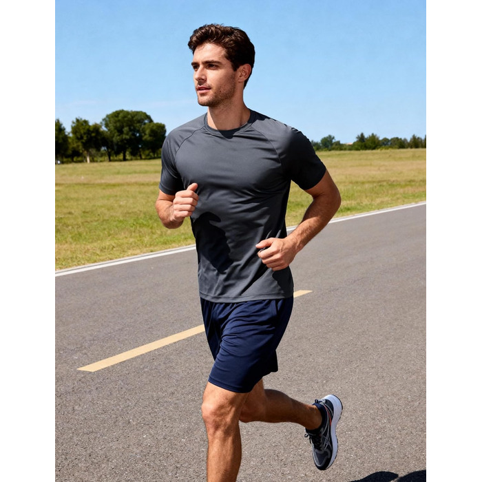 Чоловічі спортивні шорти 5 шт. з кишенями та еластичним поясом, швидковисихаючі, XL, чорний, графітовий, темно-синій, місячний сірий