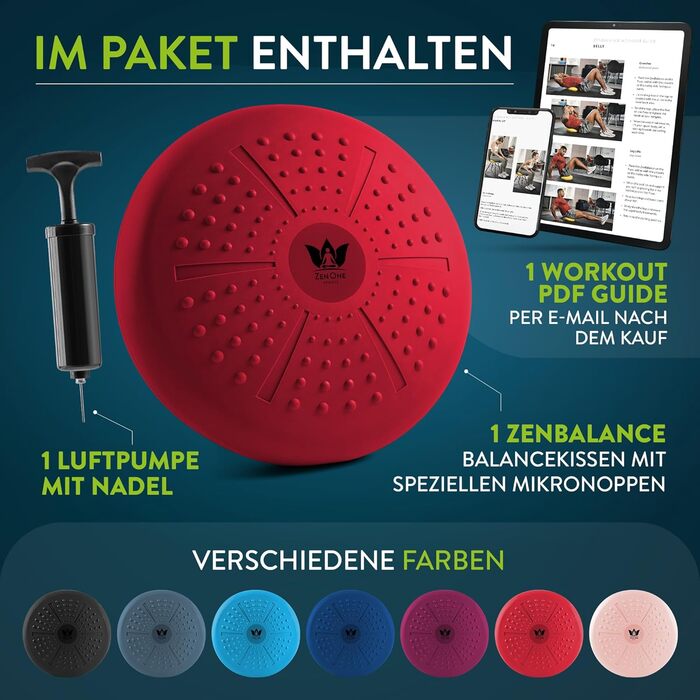Кішн Balance ZenOne Sports® для координації та тренування спини: ортопедичний, повітряний, з насосом та інструкцією