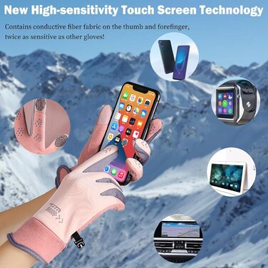 Рукавички сенсорні чоловічі/жіночі для спорту, тепла, зими, бігу, їзди на велосипеді, піших прогулянок. Антиковзкі, теплі, вітронепроникні, водонепроникні. Рожеві.