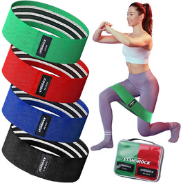 Набір еластичних стрічок для фітнесу, 6 шт. (3 короткі, 3 довгі) - для тренувань всього тіла, фітнес-стрічки Pink/Violett/Green (Green, Red, Blue, Black)