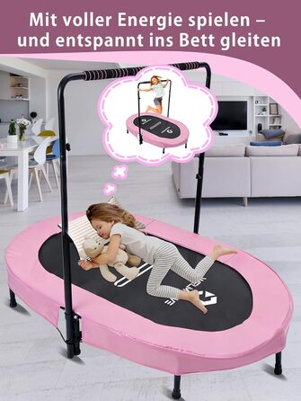 Батут овальний для дому 2 осіб, до 150 кг, рожевий з сіткою - для дітей та дорослих, фітнес, розвиток м'язів