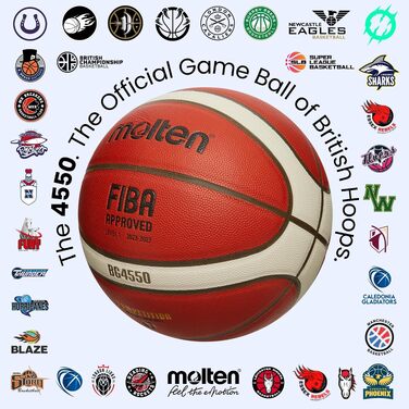 Баскетбольний м'яч Molten BG2010 для залів та вулиці, затверджений FIBA, помаранчево-бежевий