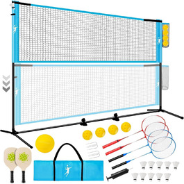 Набір сіток для бадмінтону, волейболу та піклболу, регульована висота, портативний комплект для тенісу, футболу, бадмінтону та піклболу, для гри в приміщенні та на вулиці