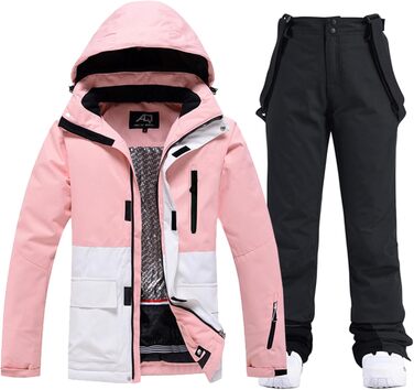 Жіночий гірськолижний костюм (2 частини) від ALSOGO: тепла водонепроникна куртка та штани для сноубордингу та катання на лижах, чорний