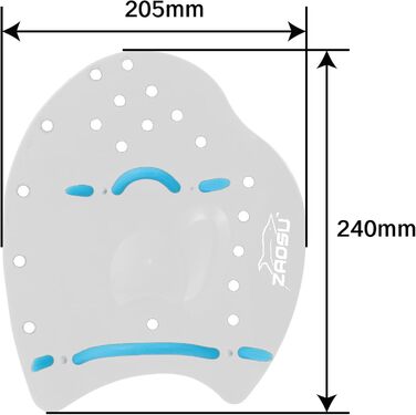 ZAOSU Ручні ласти для плавання | Тренувальні ласти для плавців та триатлонів, підходять для дітей та дорослих, розмір L, блакитні