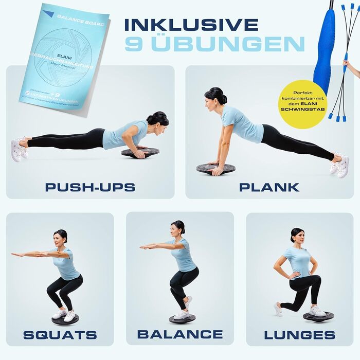 ELANI Балансборд для дорослих та дітей | Фізіотерапія, тренування координації та глибоких м'язів | ELANI