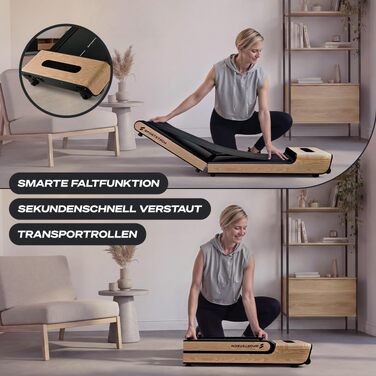 Складана бігова доріжка для ходьби Sportstech WoodPad Pro: компактний тренажер для дому та офісу, до 8 км/год, з крокоміром та підтримкою додатку, навантаження до 120 кг