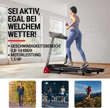 Бігова доріжка Hop-Sport Bolt для дому, електрична, з нахилом, складана, LCD-дисплей, Bluetooth, тримач для планшета/смартфона, швидкість до 14 км/год, навантаження до 130 кг
