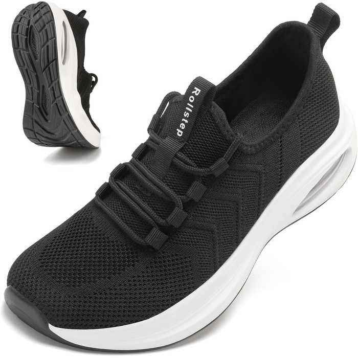 Жіночі кросівки з широкою передньою частиною та надширокою колодкою. Зручні для бігу, тренувань, занять у залі, ходьби. Повітряна амортизація, ультралегкі, дихаючі, з підтримкою склепіння стопи (41 EU, Чорний)