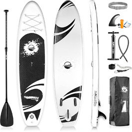 Надувна SUP-дошка SereneLife з аксесуарами, сіро-чорна, комплект для дітей і дорослих, антиковзка поверхня, насос, весло, сумка для перенесення