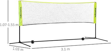 Сітка для бадмінтону SPORTNOW 3/4м, розкладна, регульована, для тенісу, бадмінтону, піклболу, волейболу, з сумкою, чорно-жовта
