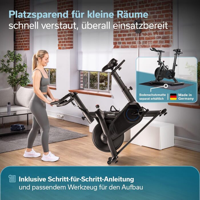 Велотренажер Skandika Spinning Bike Falk P8-HM: сталевий фрейм, магнітний гальма, LCD-дисплей, Bluetooth, сумісність з Kinomap