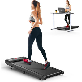 Cardirun Walking Pad: Біговий доріжка з регулюванням нахилу та ручками, 2-в-1 для дому, 2.5HP, до 136KG, портативна з LED-дисплеєм, керуванням через додаток/пульт (Чорний без підлокітників)