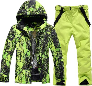 WOWULOVELY Зимовий комбінезон для чоловіків, водонепроникний, вітронепроникний, комплект куртки та штанів, ізольований, для сноуборду та катання на лижах, XXL, колір зелений