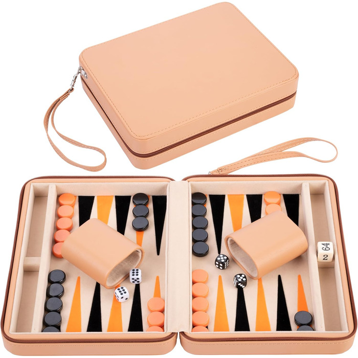 Чемоданчик для настільної гри шашки Engelhart 9 дюймів бежево-оранжево-чорний