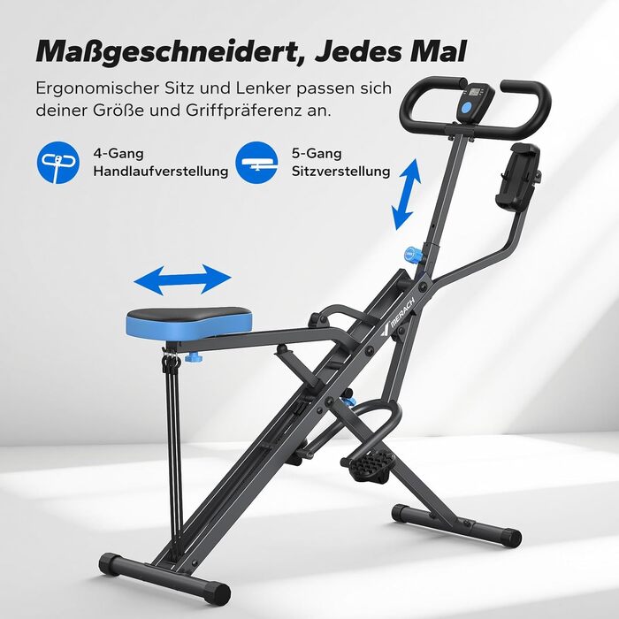 MERACH 2-в-1 тренажер для присідань та тяги, складаний, для тренування сідниць, ніг та корпусу, 10 хв збірки, max 160 кг (сірий, R07 Pro)