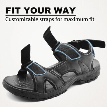 Чоловічі сандалі ARRIGO BELLO для трекінгу та пляжу, чорні, розмір 43 EU