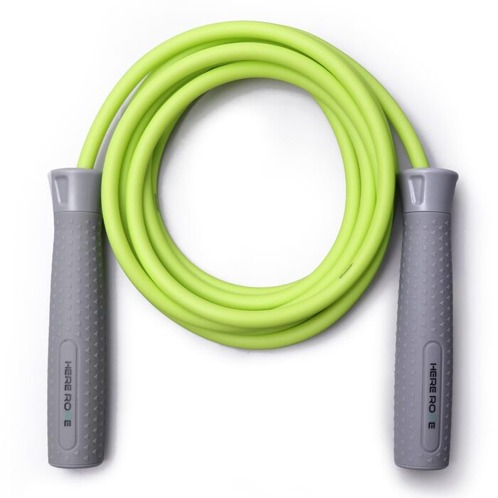 Обтяжене скакалка HEREROPE для кардіо, HIIT та MMA, товстий PVC-шнур з обертом 360°, регульована довжина, протиковзкі ручки, колір Limegrün