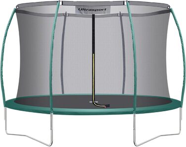 Трамплін Ultrasport Deluxe, Ø 244/305/366/430 см, сертифікований TÜV Rheinland + GS, повний комплект, круглий садовий трамплін, з м'якими стійками, захисним сіткою та захисним покриттям (Deluxe - Ø 305 см)