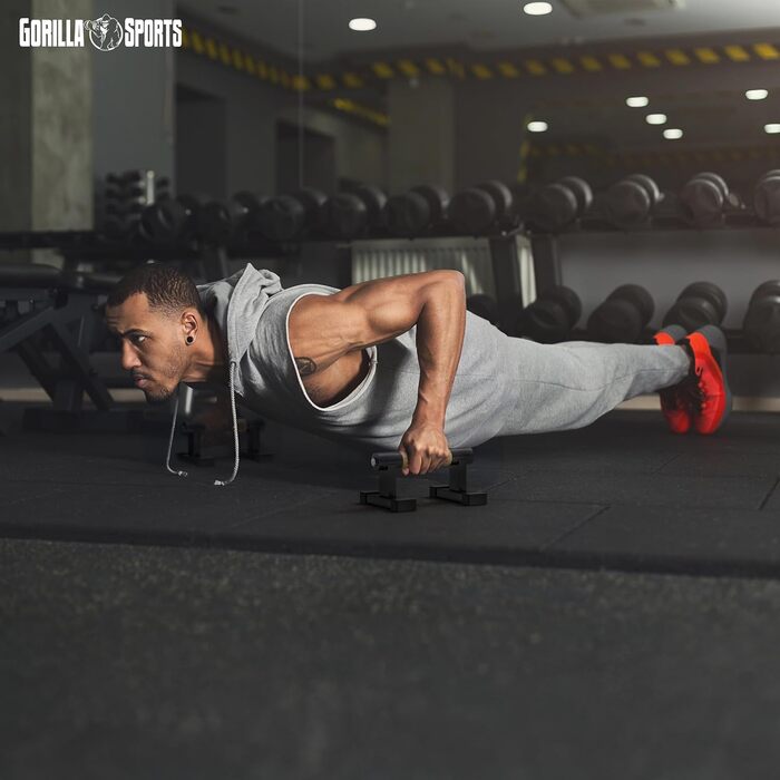 Ручки для віджимань Gorilla Sports® (2 шт) дерев'яні/сталеві, до 300 кг, з сумкою - для калістеніки, парних віджимань, стійки на руках