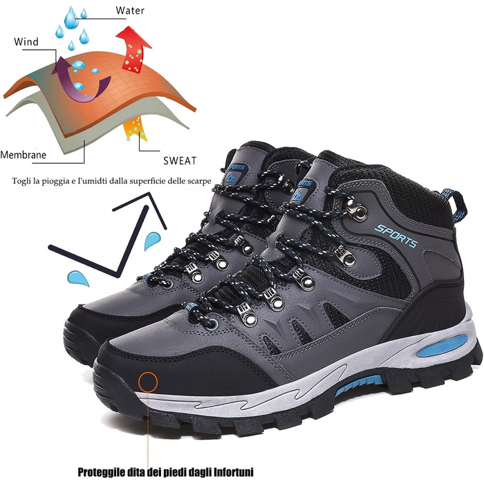 Водонепроникні туристичні черевики для чоловіків та жінок, сірі (42.5 EU)