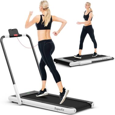 Бігова доріжка COSTWAY 2-в-1, складана, 2,25 к.с., з APP, Bluetooth, пультом ДУ, 1-12 км/год, для дому, біла