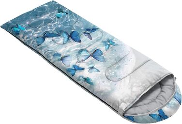 Спальний мішок HOSIMA з принтом у вигляді футболу, для холодного клімату, дорослий, дитячий, водонепроникний, для кемпінгу, туризму, подорожей, полювання, компресійний мішок (Метелик-2)