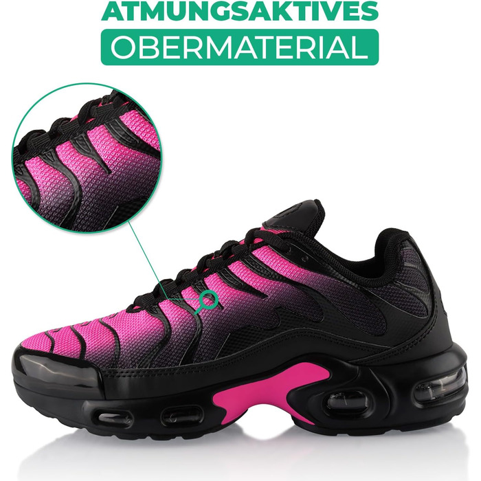 Спортивні кросівки для жінок та чоловіків: амортизація, легкі бігові кросівки, чорний/рожевий, 38 EU