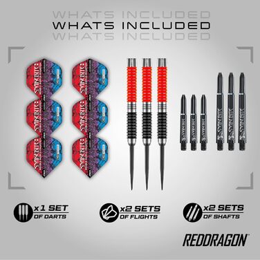 Дарти RED DRAGON Game On Professional Player Series Stahlspitze (Snakebite) - набір професійних сталевих дартсів з оперенням та дротиками