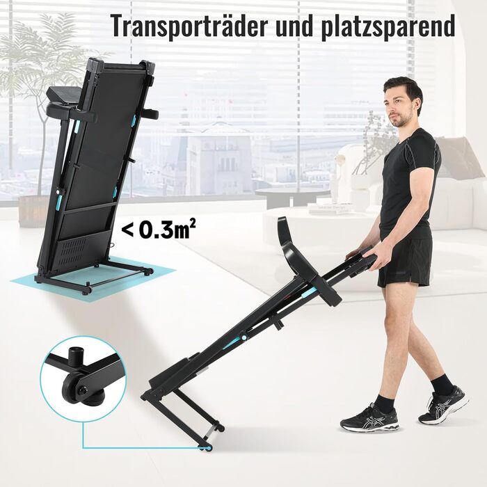 Біговий тренажер NOVONOVA для дому, складаний, Walking Pad, 12 км/год, з LED-дисплеєм, міні-біговий тренажер з ручками, тихий біговий тренажер з великою біговою поверхнею, підставка для пляшок, професійний біговий тренажер для офісу