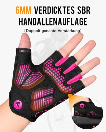 Велосипедні рукавички ATERCEL для чоловіків - напівпальцеві, з SBR-подушками, для їзди на велосипеді та фітнесу (Рожевий, L)