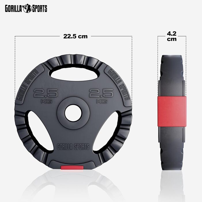 Набір гантелей GORILLA SPORTS 60 кг – штанга 170 см, 2 гантелі, диски 30 мм, пластик, зі зірковими замками для фітнесу