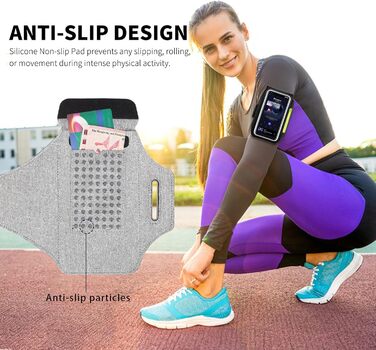 Спортивний браслет для телефону Haissky з кишенькою для навушників (6.9 дюйми) - сірий