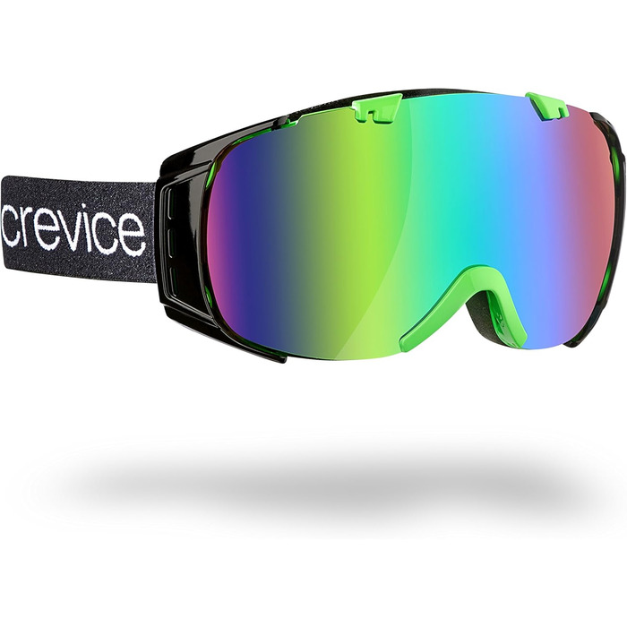 Лижна маска Black Crevice Flachau для окулярів, подвійна лінза, антифог, UV 400, регульована, чорна/зелена