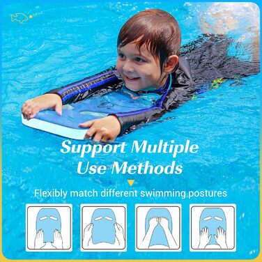Дитяча дошка для плавання HeySplash з ручками та малюнком, для навчання плаванню, синя, 3-6 років