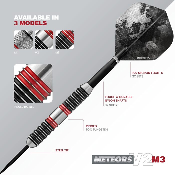 Designa Heavy набір дротиків 30-48 г, вольфрам V2 Meteoren, накатка, 40 г M3
