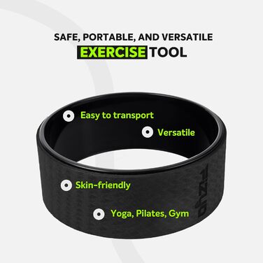 Колесо для йоги Fizyo Yoga Wheel – для розтяжки спини та полегшення болю – стабільне, неслизьке – для йоги, пілатесу, розтяжки (Чорний, 32 см)