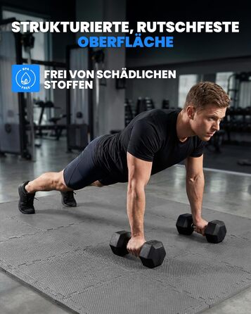 Набір захисних пазл-килимчиків для підлоги unycos (12/20/28 шт), 30x30x1 см, протиковзні мати для тренажерного залу, фітнесу та йоги, водонепроникні, сірі