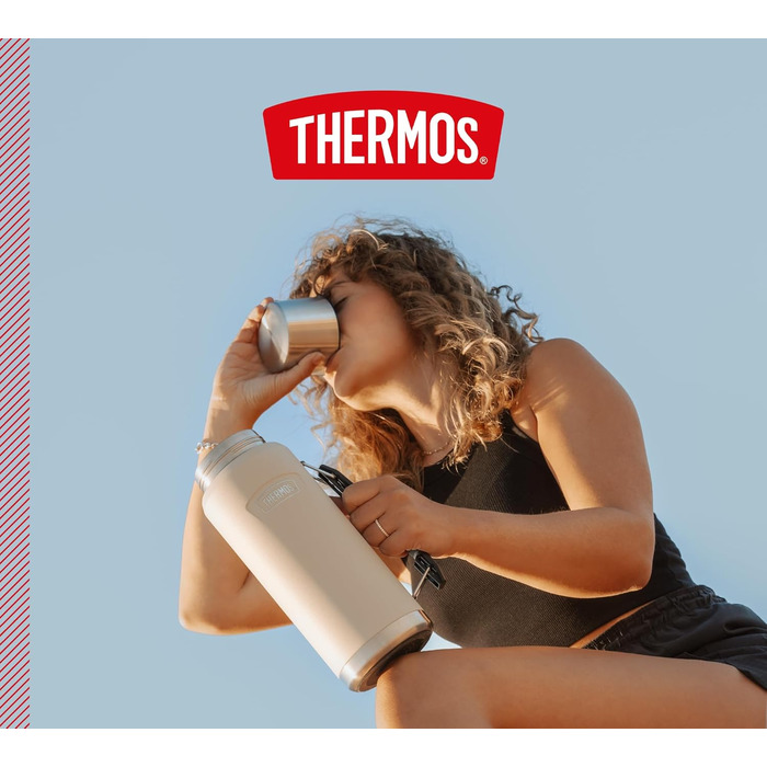 Термос для напоїв Thermos Icon 1,2 л, бежевий, ізольована пляшка з чашкою, термокружка з ручкою, 24 год гаряче/холодне, герметичний, BPA-free, можна мити в посудомийній машині