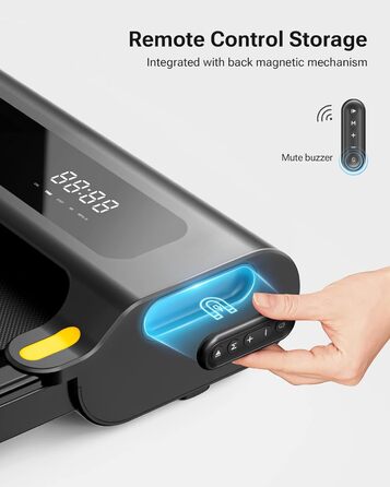 Біговий доріжки з APP, Smart Walking Pad з подвійною амортизацією, ультратонкий біговий стіл з великою зоною бігу для дому/офісу, max 120 кг з пультом дистанційного керування та LED-дисплеєм [SpaceWalk Lite] (Чорний з APP)