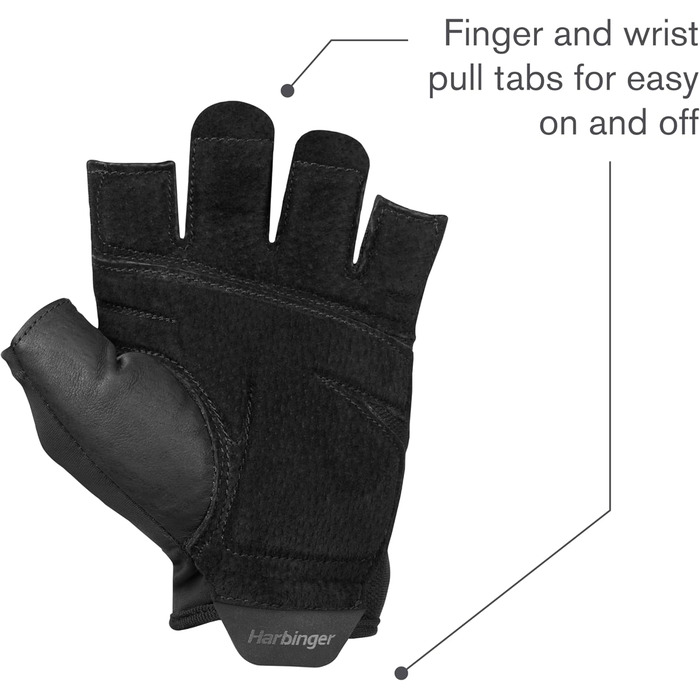 Гантелі Harbinger Training Grip: вантажні рукавички для важкої атлетики, чорний L
