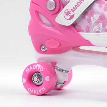 Роликові ковзани MADIVO Love Kinder для дівчаток, регульовані, 34-37 (рожеві), 30-33 | Ідеальні для дітей та підлітків