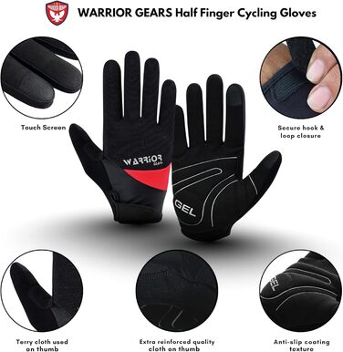 Велосипедні рукавички Habfinger для чоловіків, червоні/бежеві (XXL), неслизьке покриття, короткі