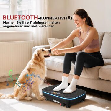 Платформа для вібраційного тренування SPORTNOW з 99 рівнями інтенсивності, Bluetooth, світлодіоди та стрічки опору. Підходить для всього тіла та нарощування м'язів.