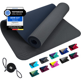 Килимок для йоги GeckoGrip Sensi-Plus TPE 190x60x0.6 см (сірий, нічний блакитний) - Sport & Fitness Mat