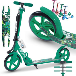 Самокат Arebos Cityroller для дітей і дорослих, складаний, регульований по висоті, XXL колеса, ремінь для перенесення, до 100 кг