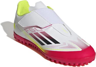 Дитячі футбольні бутси adidas F50 Club Hook and Loop для штучного поля, 32 EU, білий/чорний/жовтий