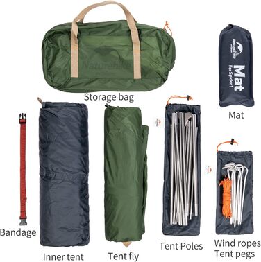 Намет Naturehike Ultraleicht 1-2 місця для кемпінгу, водонепроникний, вітрозахисний купол для трекінгу (Лісовий зелений, 1 особа)