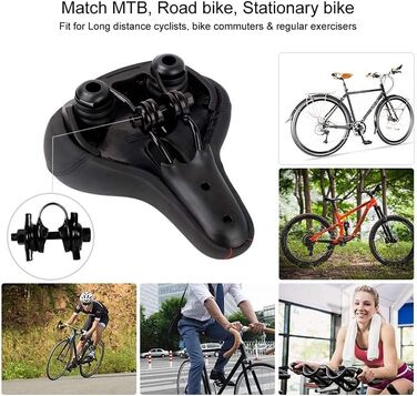 Велосипедне сідло Dripex для чоловіків та жінок: зручне, м'яке, гелеве, водонепроникне, ергономічне. Підходить для MTB, Citybike, шосейної велосипедів (Червоний)