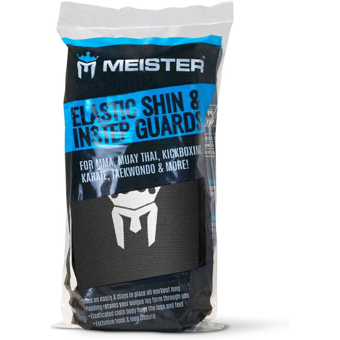 Захисні наколінники та щитків Meister MMA з еластичної тканини (пара), чорні, для дітей, розмір X-Small